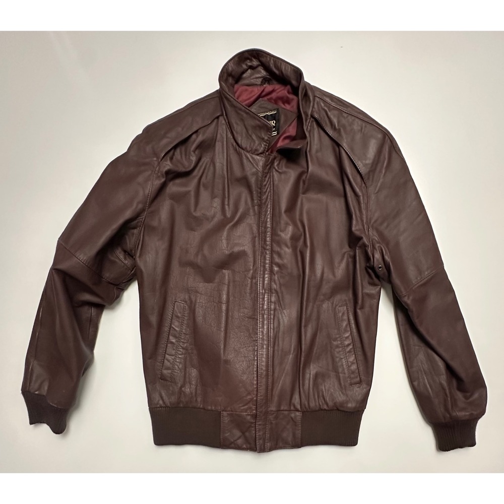Cooper Genuine Leather Bomber Flight Jacket Brown Burgundy Vintage Mens Size 44